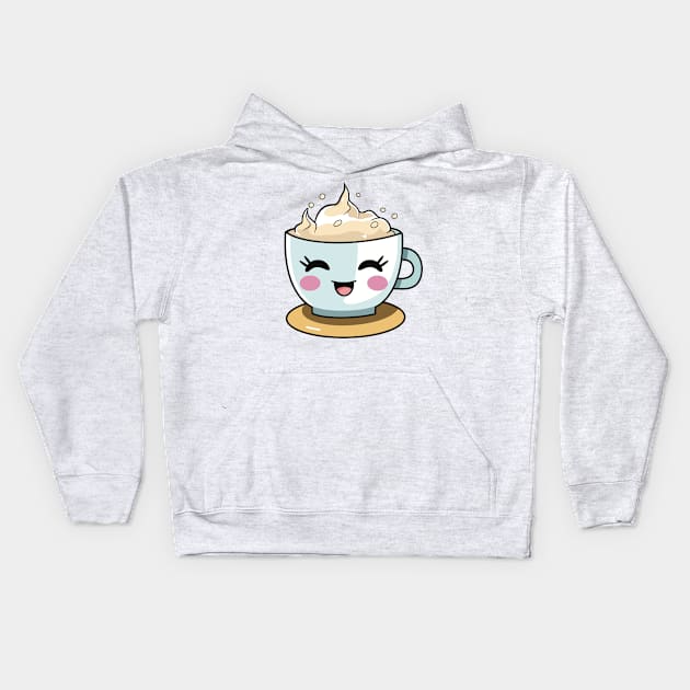 Cute Kawaii Cup of Coffee Kids Hoodie by micho2591